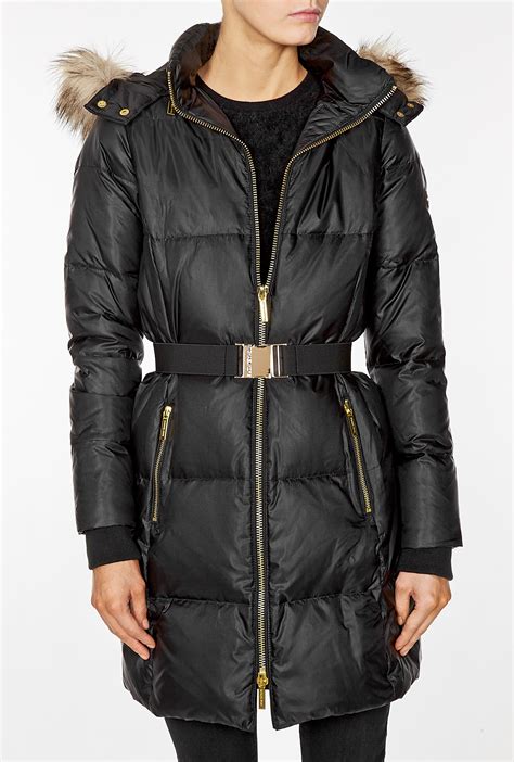 michael kors black jacket faux fur|Michael Kors women's black jacket.